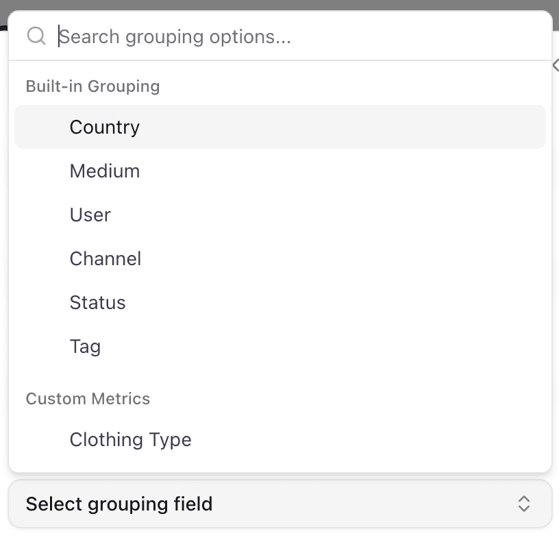 Grouping field selection