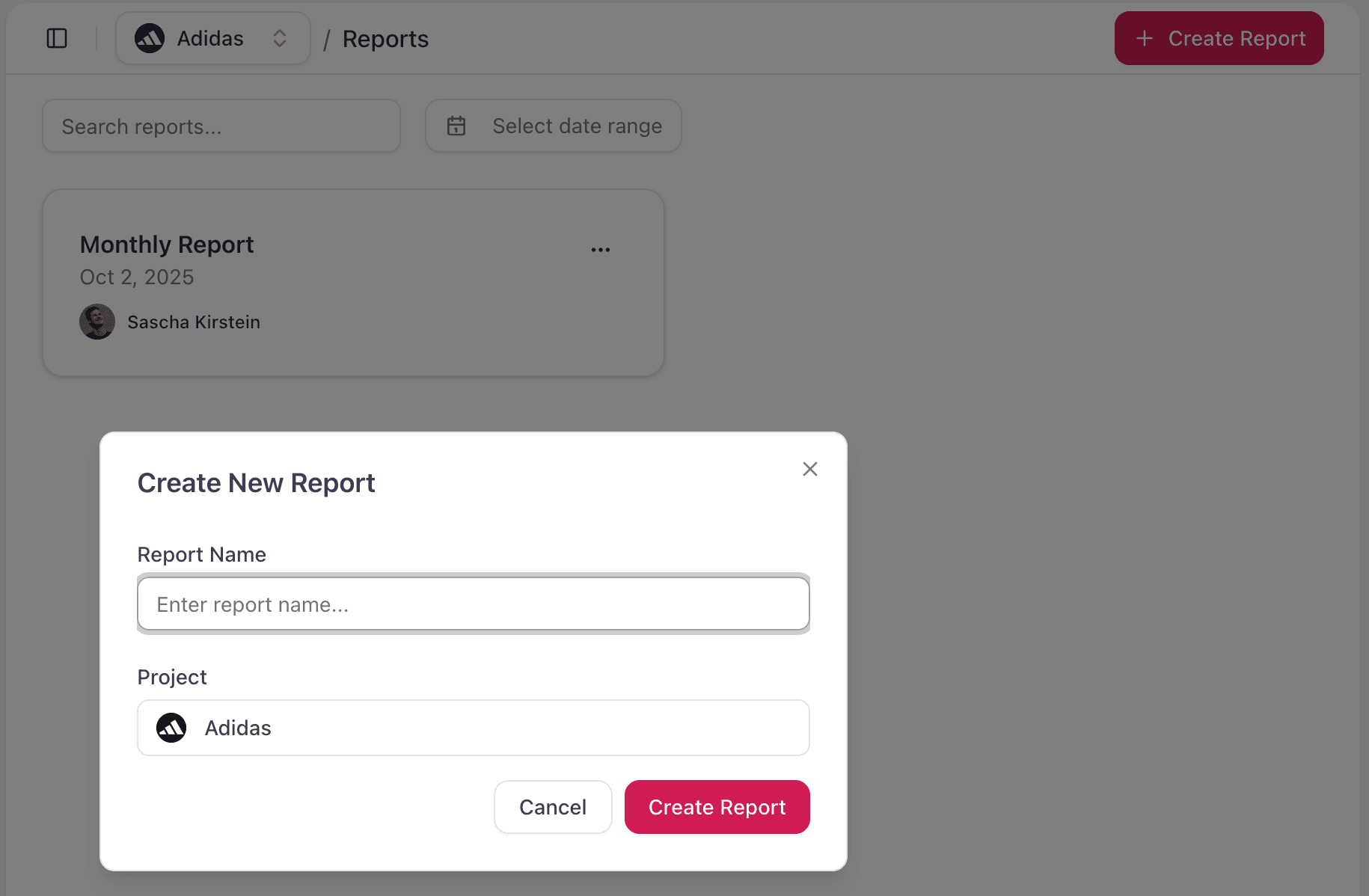Create new report
