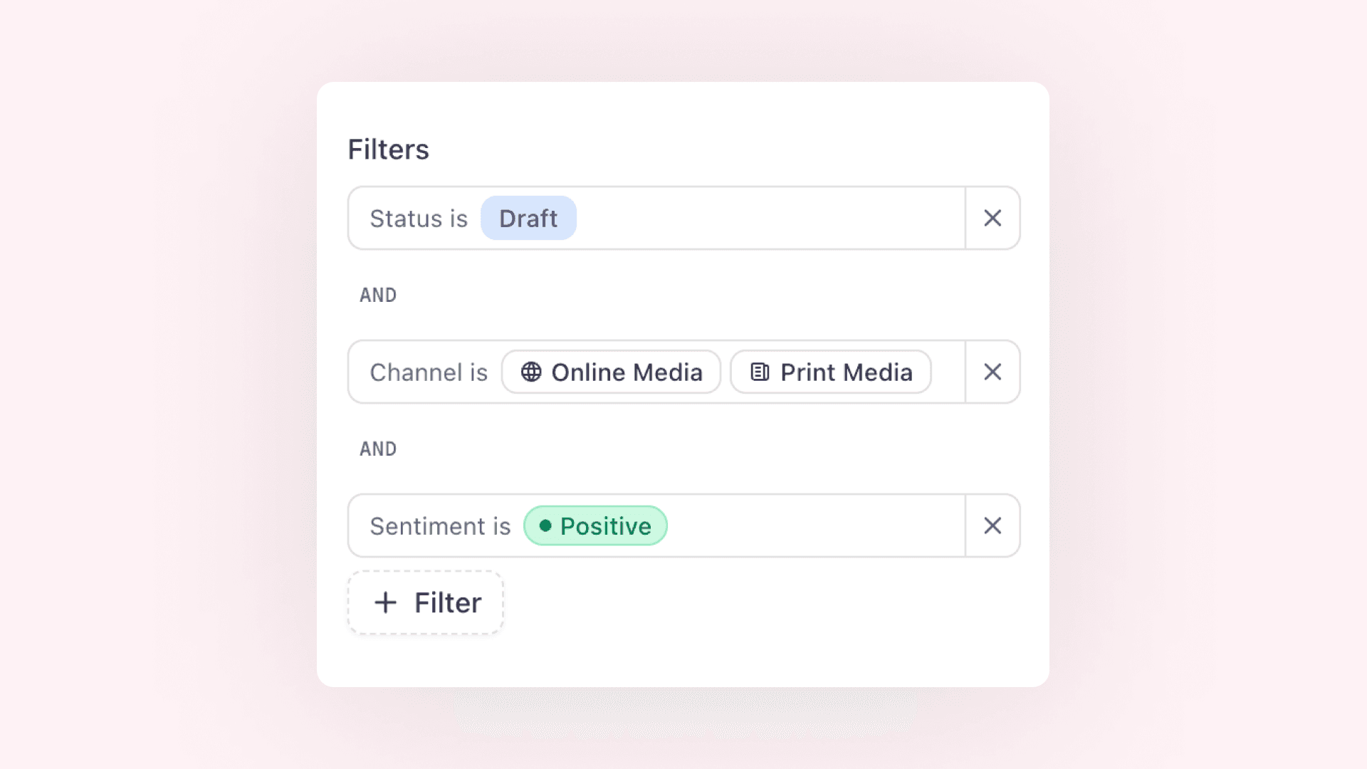 Advanced filters across aclipp
