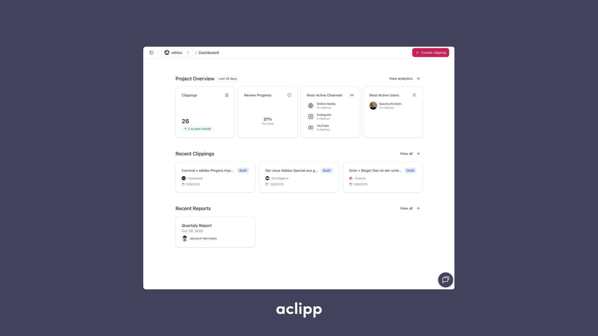 Neues Projekt-Dashboard